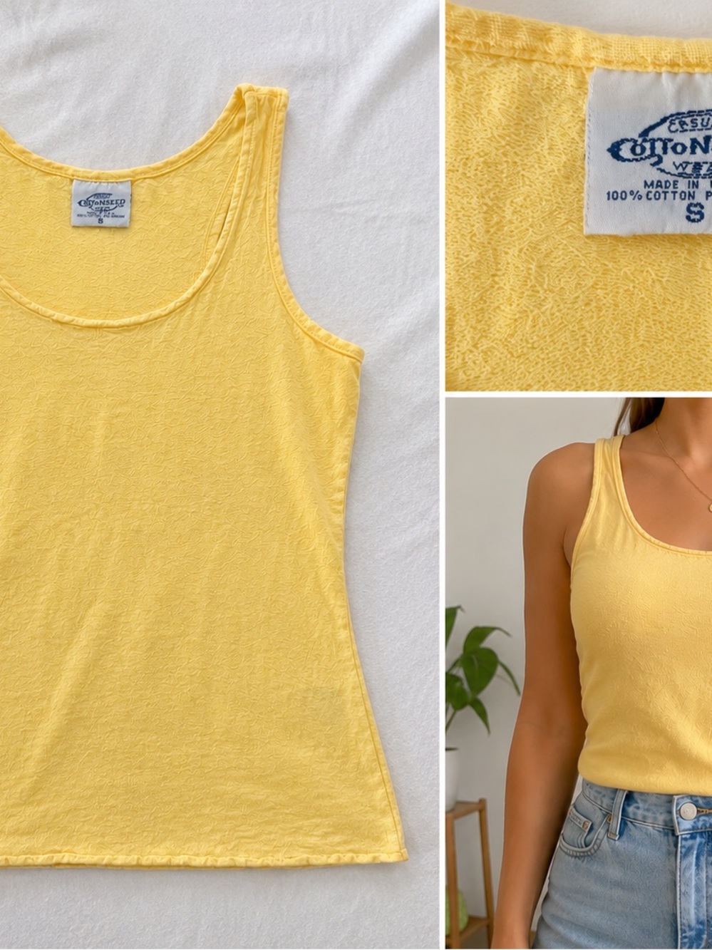 Cotton Terry Scoop Neck Tank Top in Soft Yellow